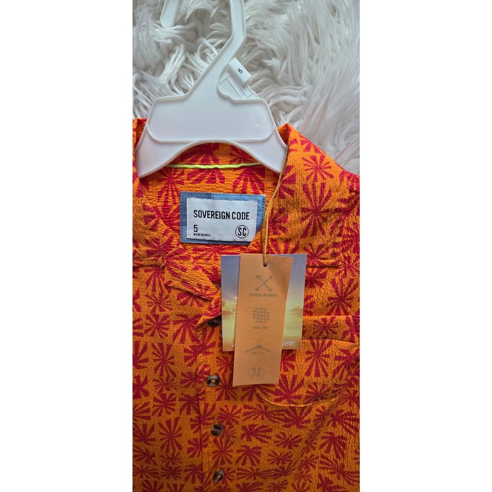 Sovereign Code Big Boys Printed Seersucker Short-Sleeve Button-Down Shirt Size 5 - Picture 8 of 9